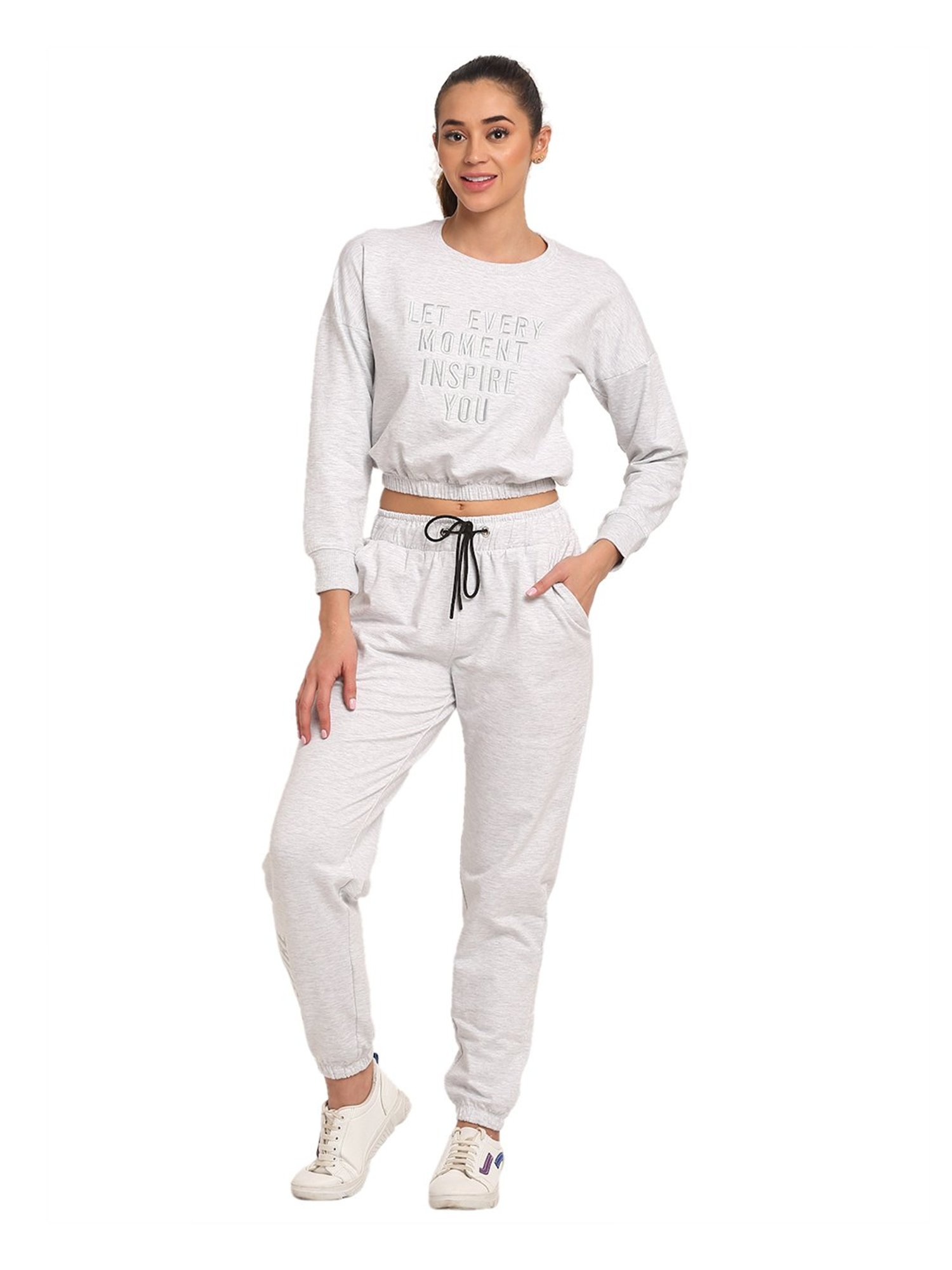 Global Republic Grey Textured Sweatshirt With Joggers