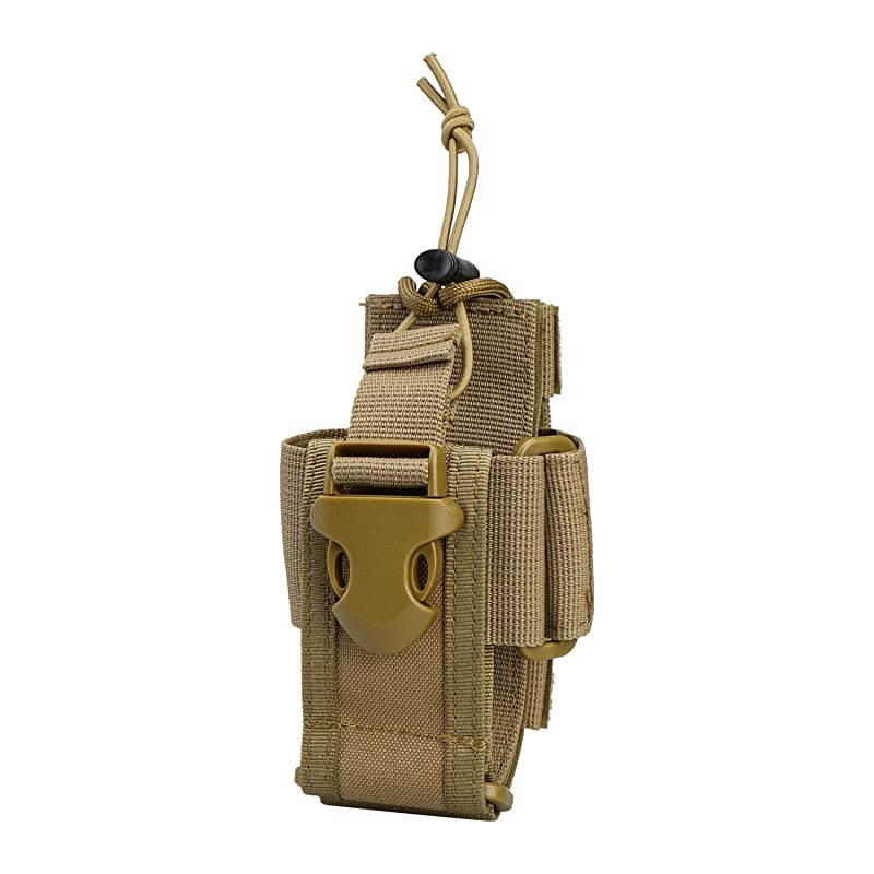 Versatile Radio Holder Case Interphone Pouch, Adjustable Storage Tools Pouch, Multi-Functional Tactical Molle Two Way Radio Holster, Walkie Talkie Heavy Duty Holder Case (Tan)