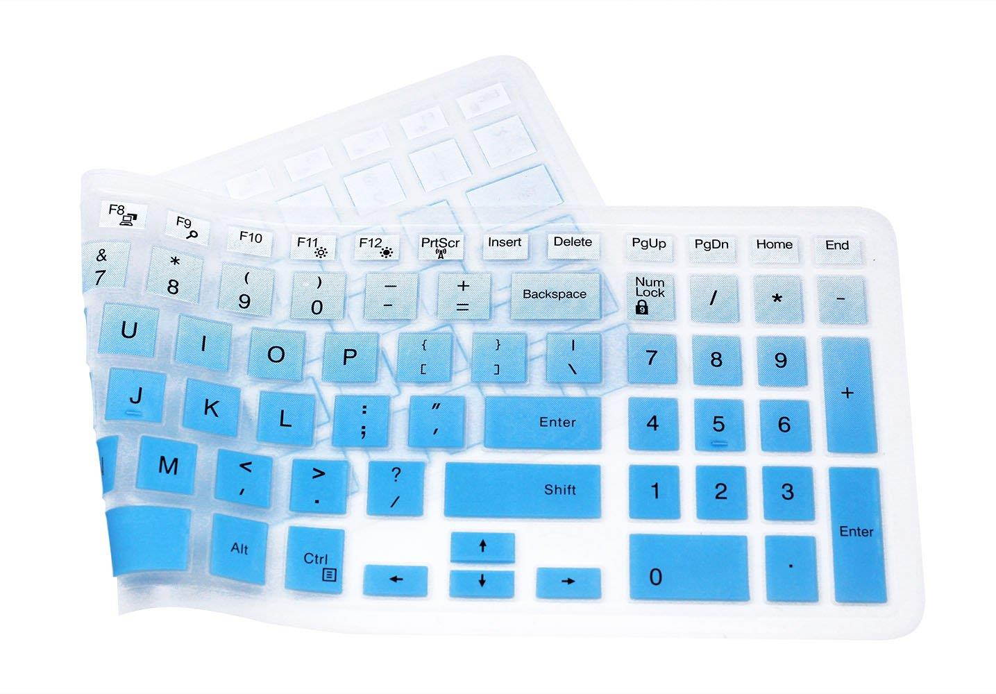 Elastic Silicone Keyboard Cover Skin for 15.6 inch Dell Inspiron 15 3000 & 5000 Series, 17.3 inch Dell Inspiron 17 5000 Series, Inspiron 15 i3541 i5566, Inspiron 17 i5749 Series Laptop (Blue Ombre)