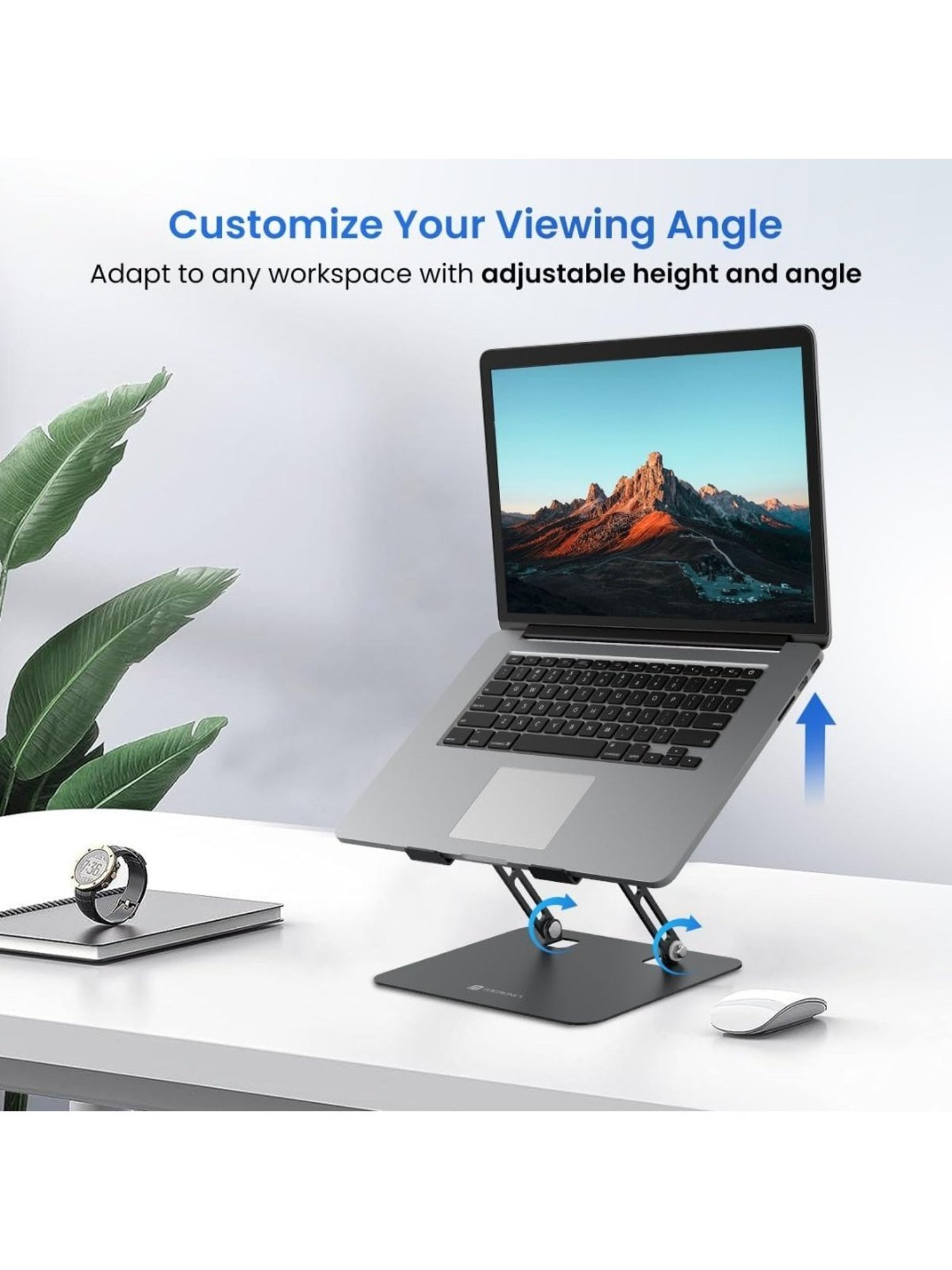 Portronics My Buddy K3 Pro Laptop Stand with Adjustable Height & Angle, Foldable Design (Grey)