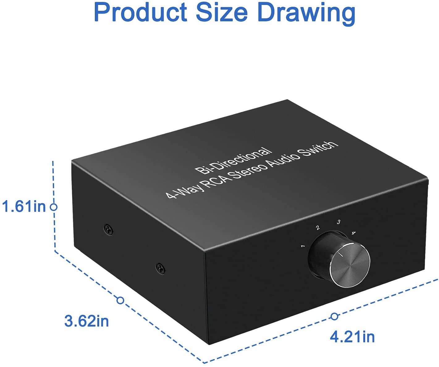 4-Way Stereo L/R Sound Channel Bi-Directional Audio Switcher, 1 in 4 Out or 4 in 1 Out, L/R Sound Channel Audio Switch Splitter RCA Stereo Switch Selector for DVD Stereo Speaker CD Player