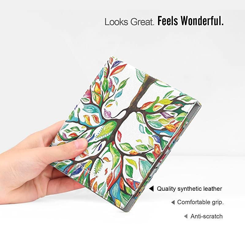Case Fits All-New Kindle Oasis (9th and 10th Generation ONLY, 2017 and 2019 Release), Multi Angle Viewing Vertical Flip Cover with Auto Wake/Sleep - Lucky Tree