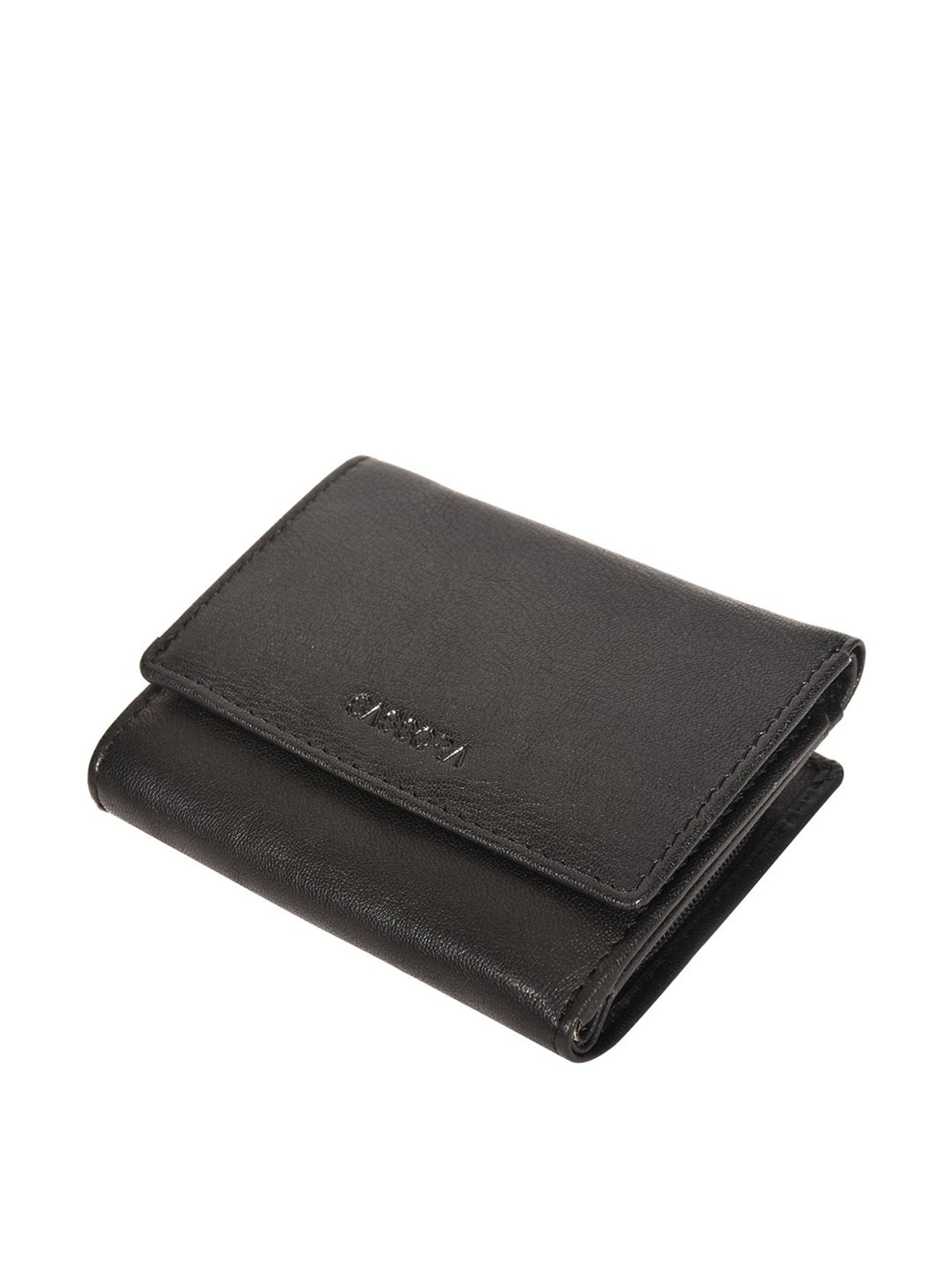 SASSORA Black Solid Rfid Tri-Fold Wallet for Women