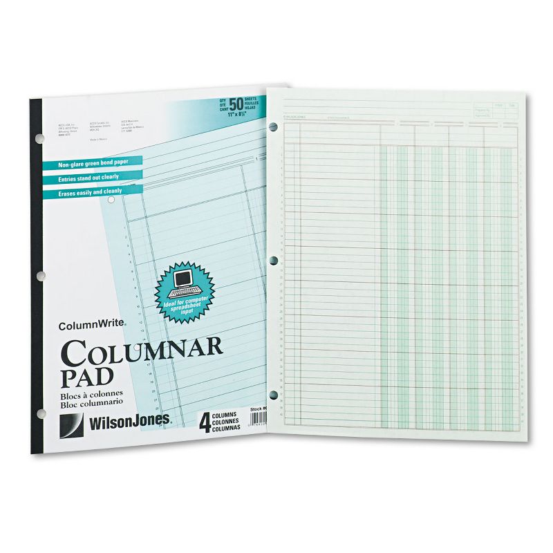 Wilson Jones Accounting Pad Four Eight-Unit Columns Two-sided Letter 50-Sheet Pad G7204A