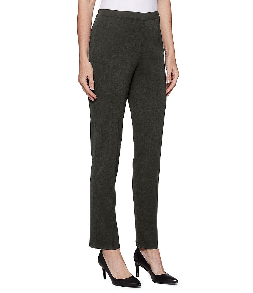 Ming Wang Straight-Leg Pull-On Elasticized Knit Pants