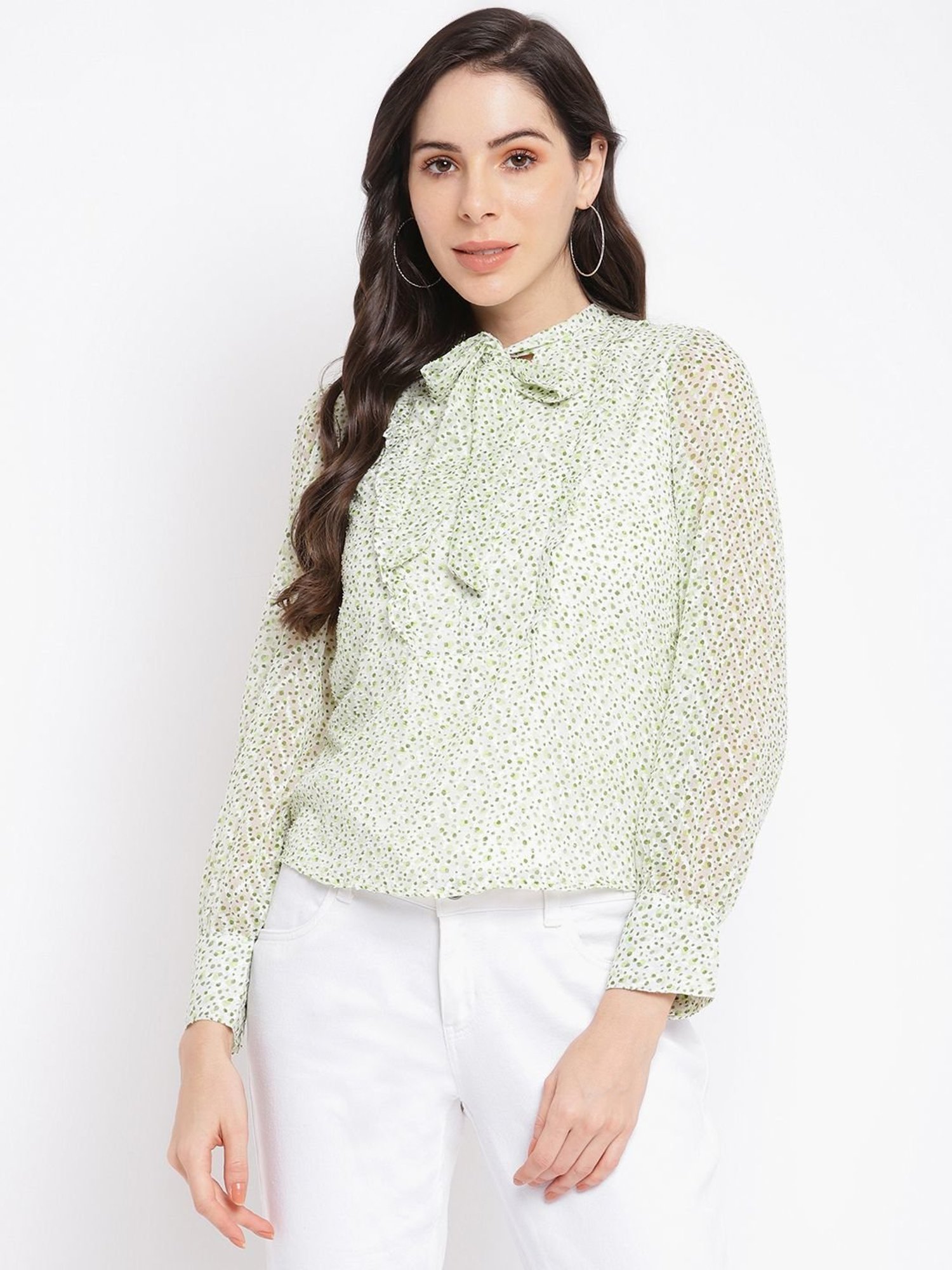 Latin Quarters Green Printed Top