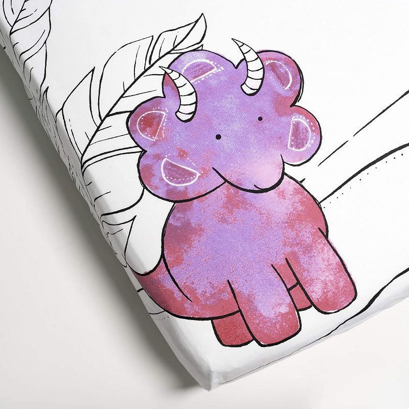 JumpOff Jo Fitted Crib Sheet - Cotton Crib Sheet for Standard Sized Crib Mattresses - Hypoallergenic and Breathable - 28 x 52 Inches - Pink Dinosaur