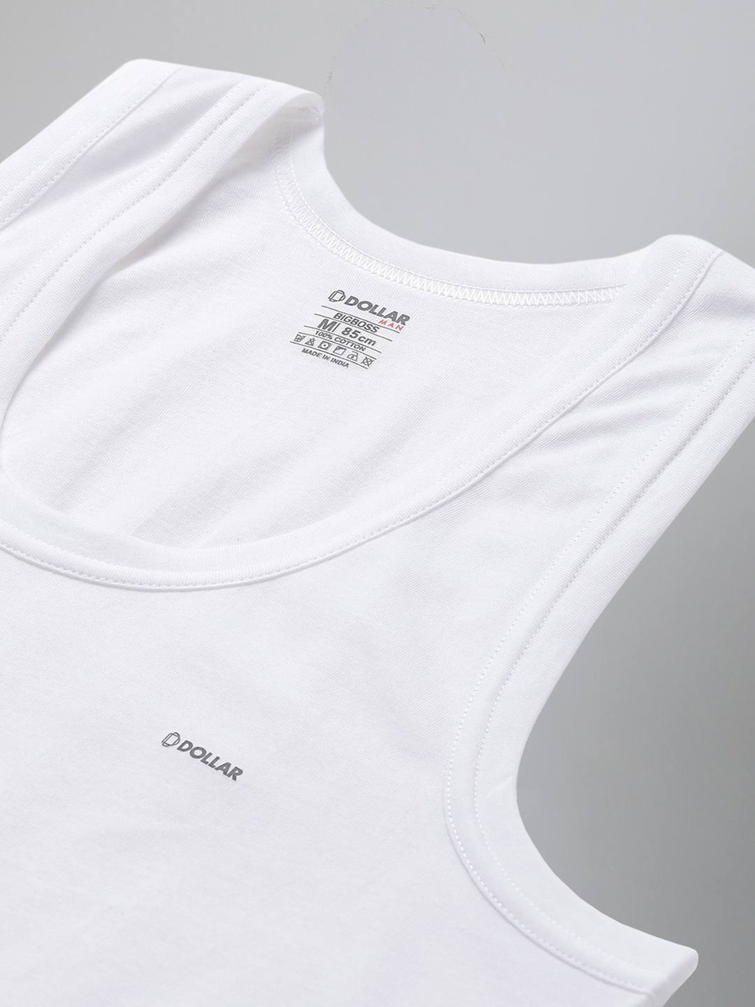 Dollar Bigboss White Cotton Regular Fit Vest - Pack Of 10