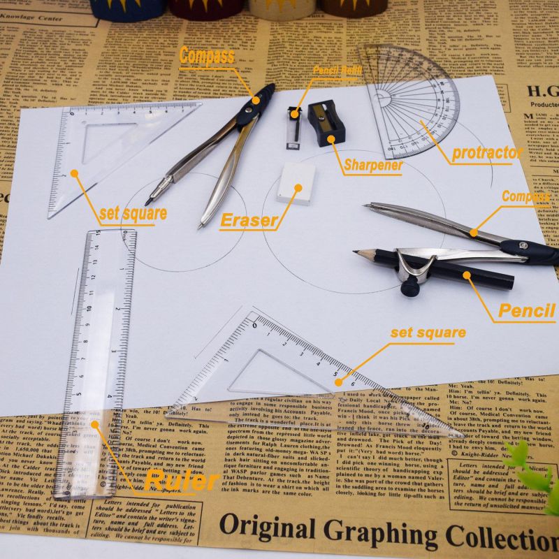 Compass Maths,SAYEEC 10 Piece Set Compact Universal Compass with Pencil Precision Drawing Set in Tin Box