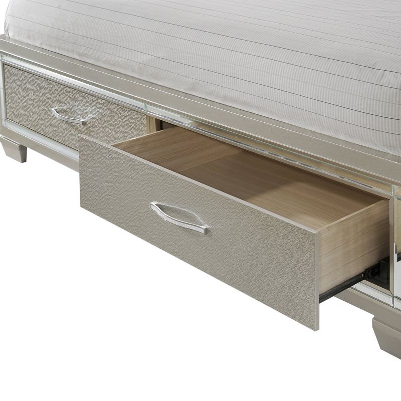 6pc King Glamour Platform Storage Bedroom Set Champagne - Picket House Furnishings