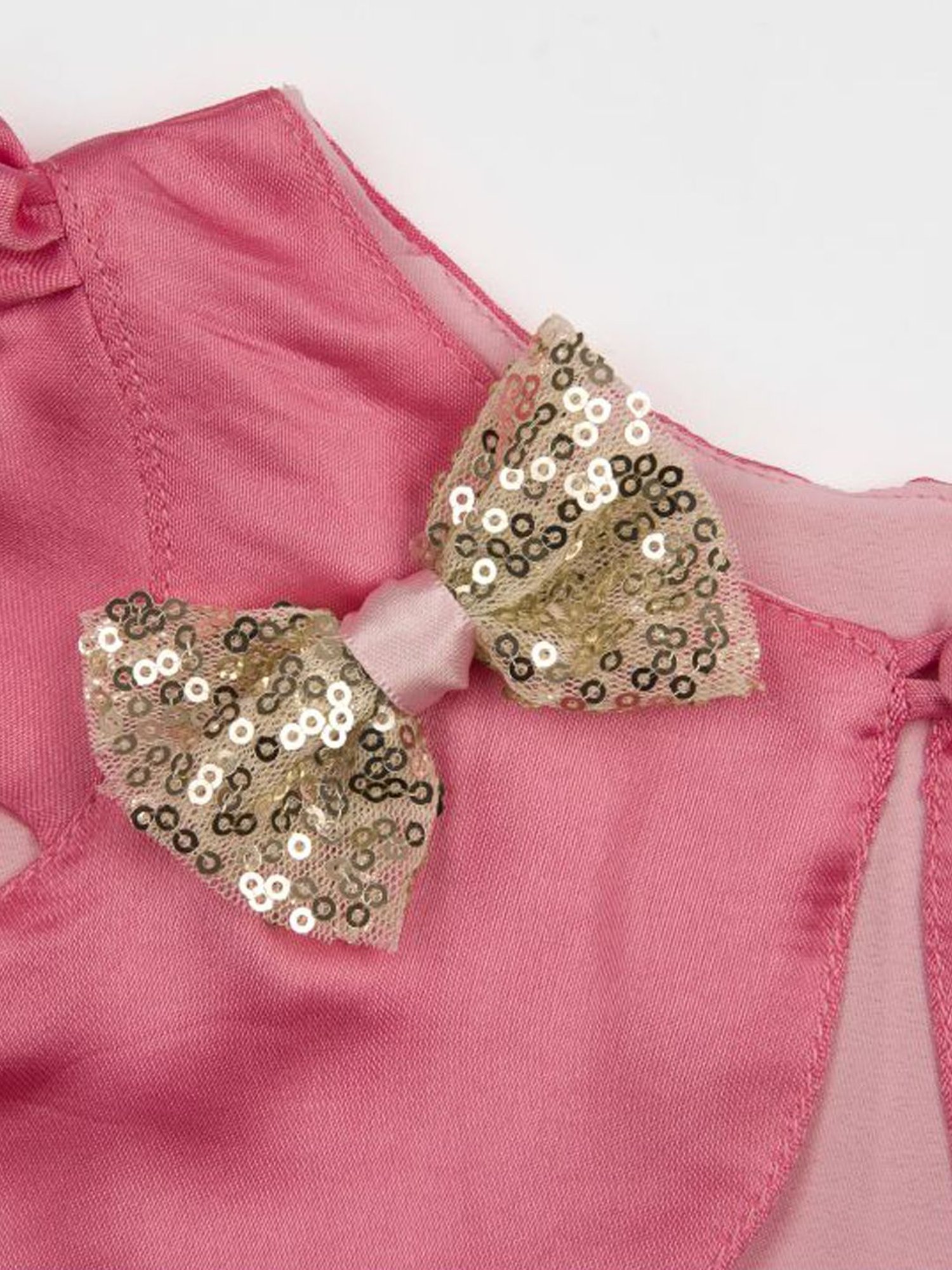 Many Frocks Kids Pink Embellished Shrug