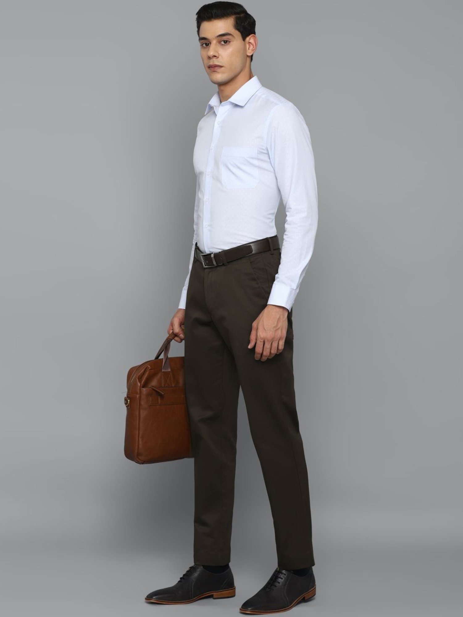 Louis Philippe Brown Slim Fit Trousers