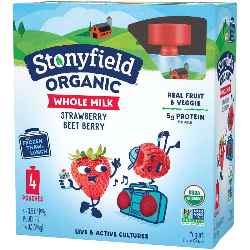 Stonyfield Organic Whole Milk Strawberry Beet Berry Kids' Yogurt Pouches - 4pk/3.7oz