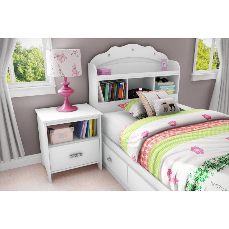 Twin Tiara Mates Bed with 3 Drawers   Pure White  - South Shore