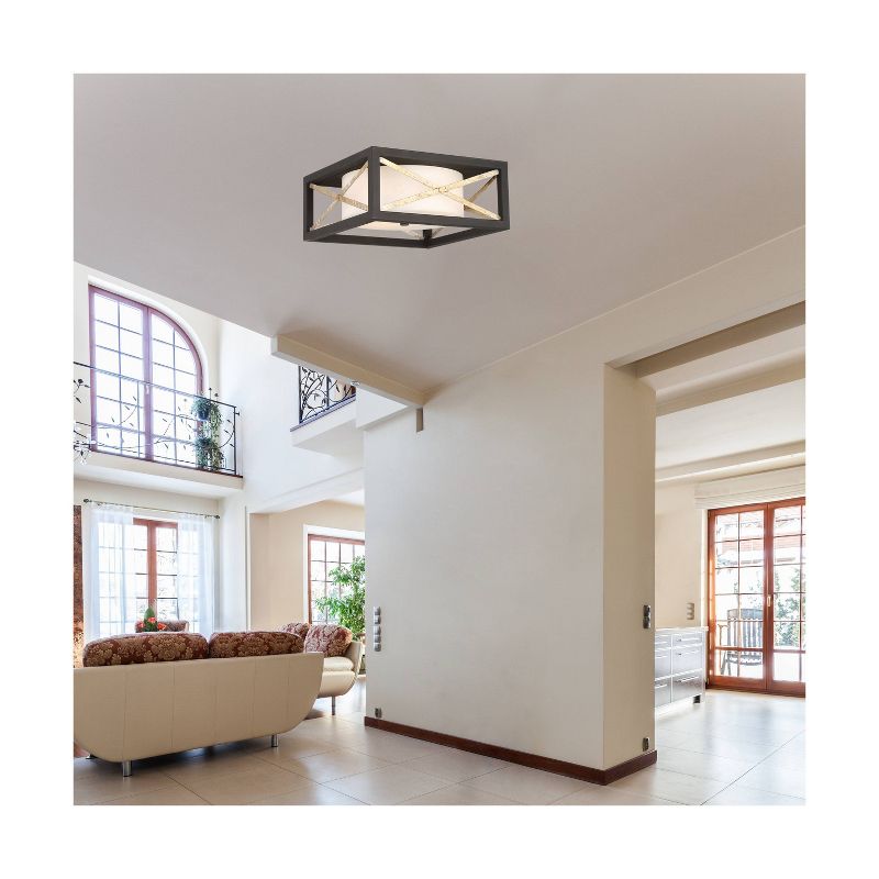 Ceiling Lights Flush Mount Matte Black / Antique Silver Accents - Aurora Lighting