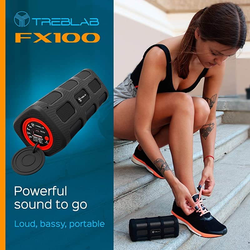 FX100 Extreme Bluetooth Speaker Loud Rugged for Outdoors Shockproof Waterproof IPX4 BuiltIn 7000mAh Power Bank HD Audio w Deep Bass Portable Wireless Blue Tooth Microphone Mic