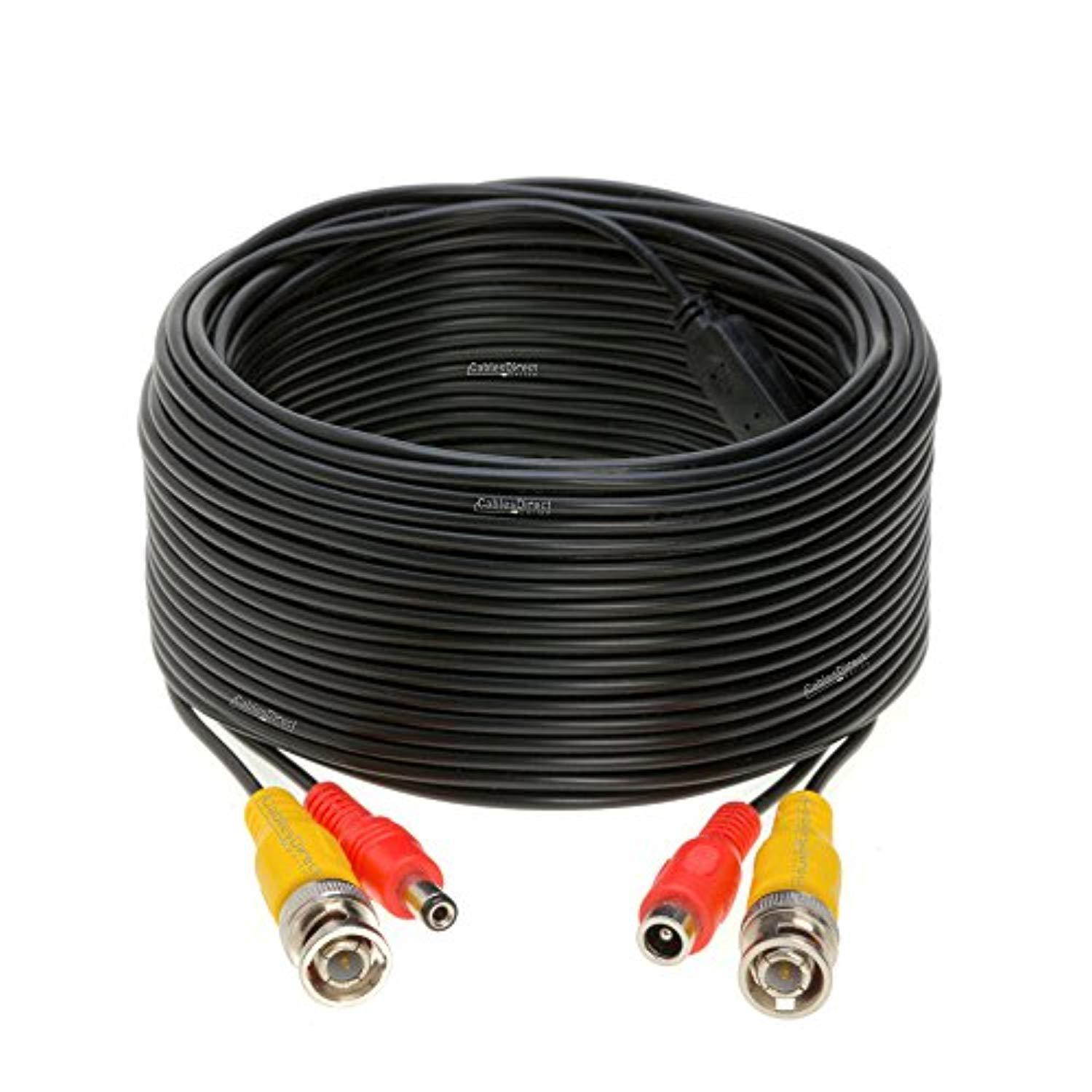75FT Black Premade BNC Video Power Cable / Wire For Security Camera, CCTV, DVR, Surveillance System, Plug & Play (Black, 75)