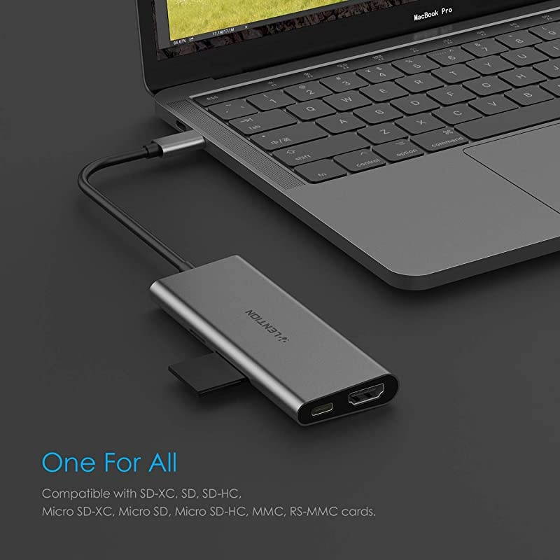 USB C MultiPort Hub with 4K HDMI 4 USBA SD 30 Card Reader Type C Charging Adapter Compatible 20202016 MacBook Pro 131516 New Mac AirSurface Chromebook More CBC36 Space Gray