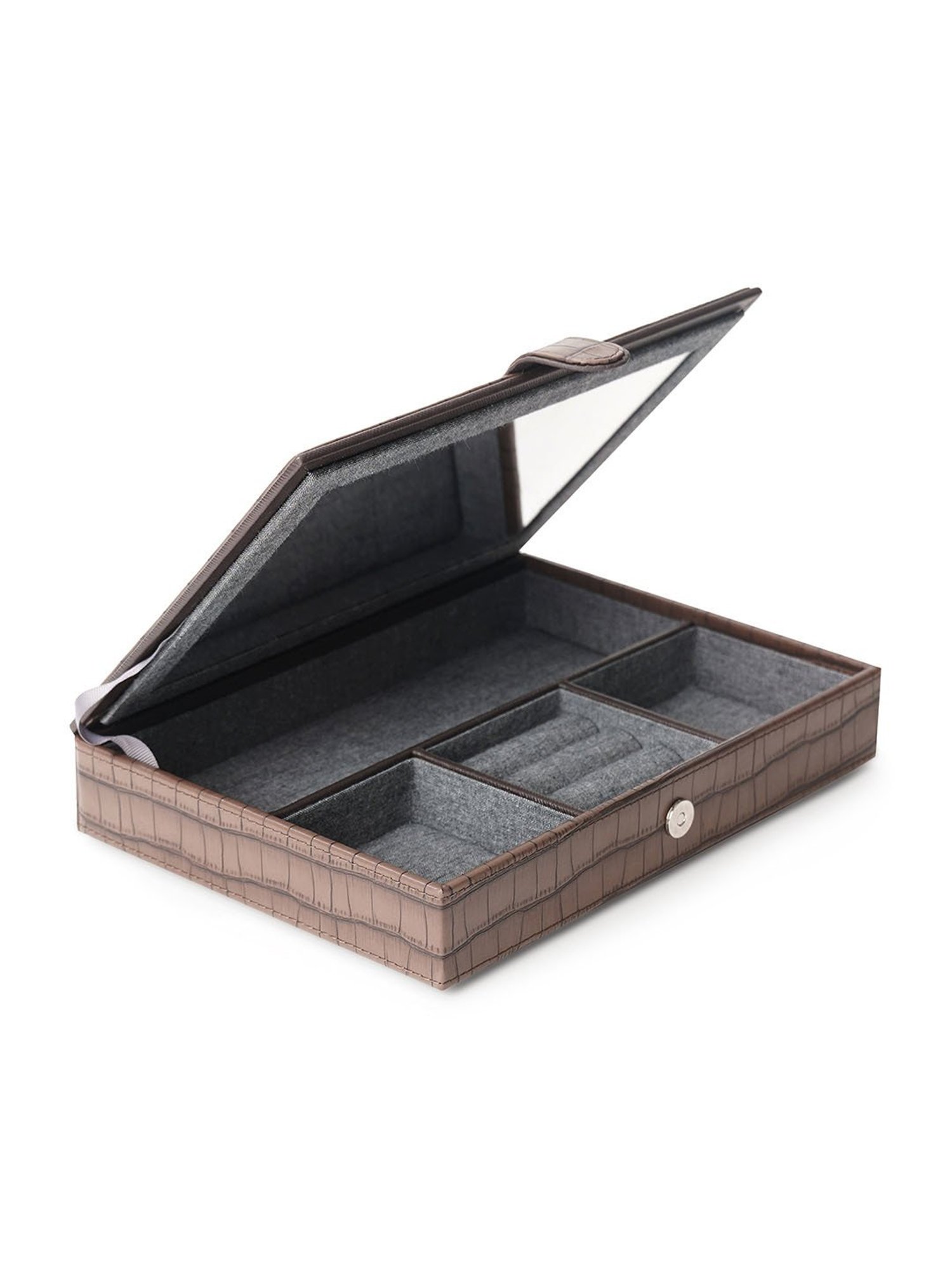 Pure Home and Living Brown Faux Leather Jewellery Organiser