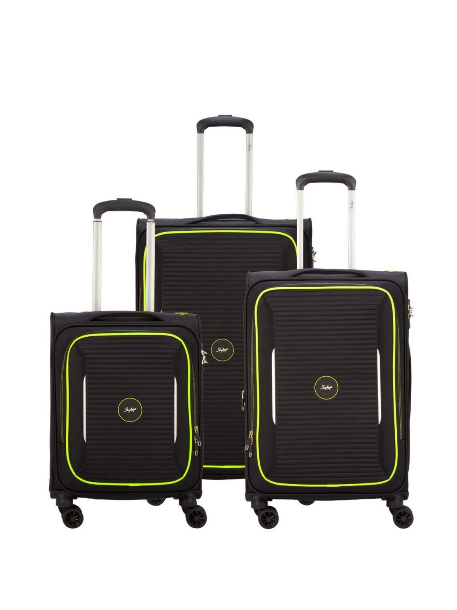 Skybags Chrysal Black Textured Trolley Bag Pack of 3 - 55 cm, 66 cm & 77 cm
