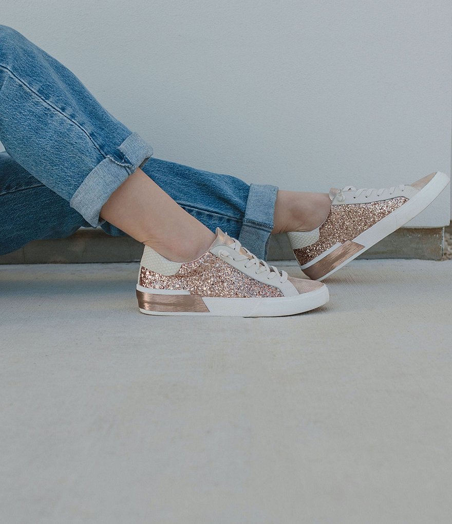 Dolce Vita Zina Glitter Patchwork Detail Lace-Up Sneakers