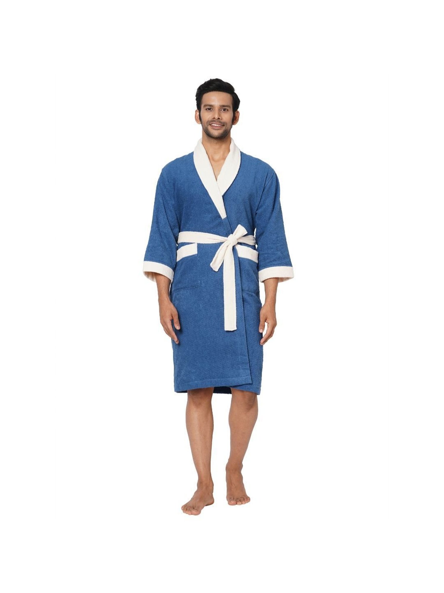 Spaces Cloudz Solid Blue Cotton Bathrobes