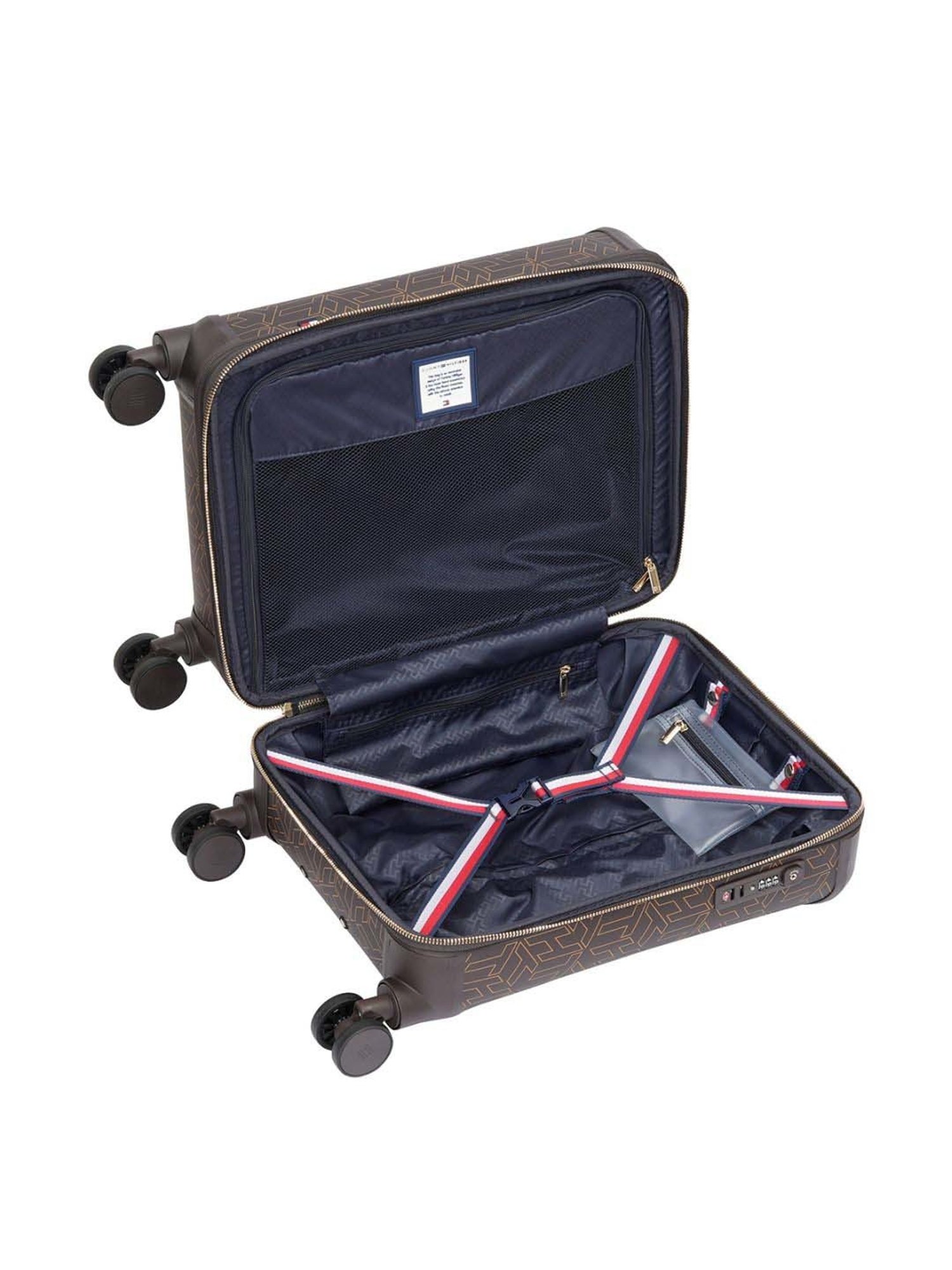 TOMMY HILFIGER Jazz Brown 8 Wheels Small Hard Cabin Trolley Bag