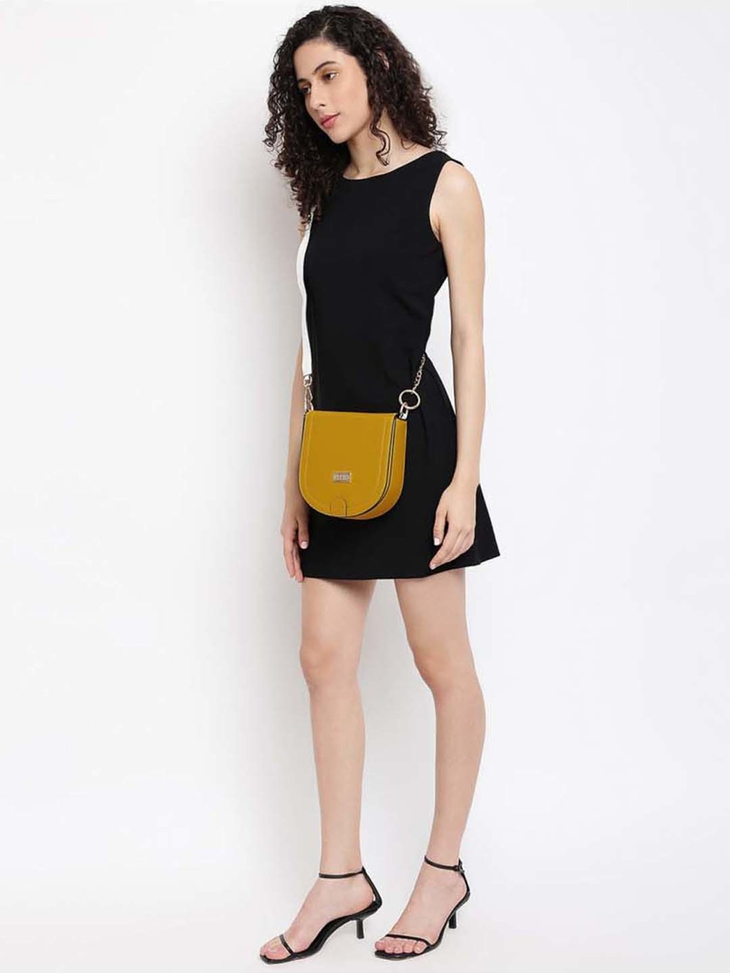 KLEIO Mustard Solid Small Sling Handbag