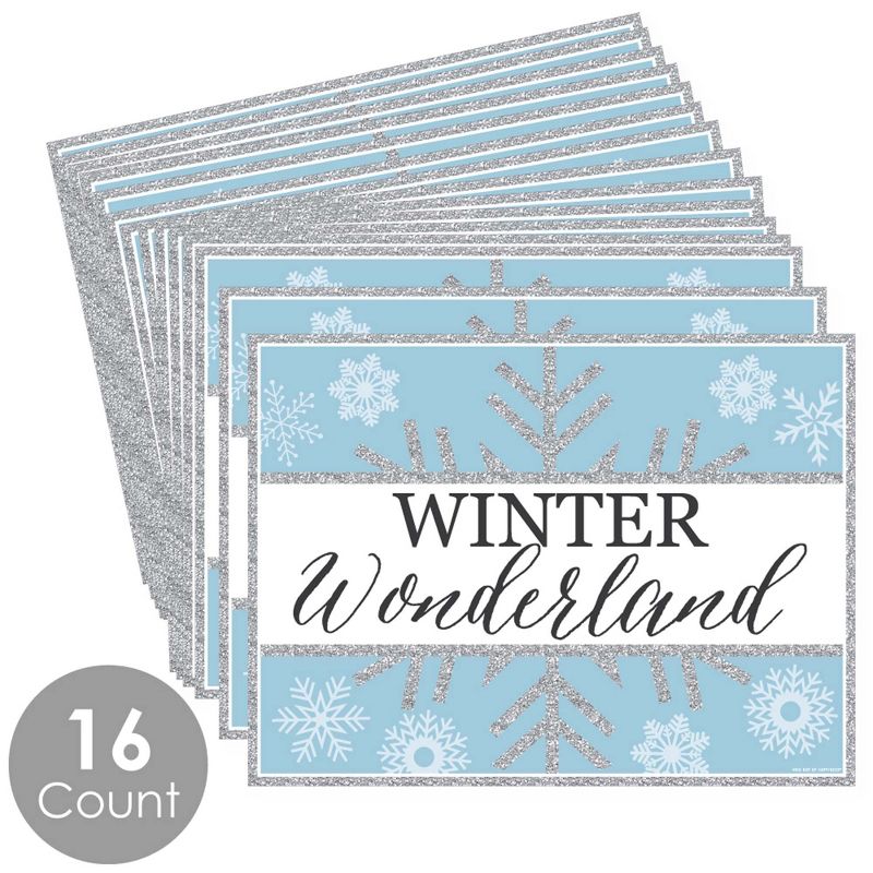 Big Dot of Happiness Winter Wonderland - Party Table Decorations - Snowflake Holiday Party and Winter Wedding Placemats - Set of 16