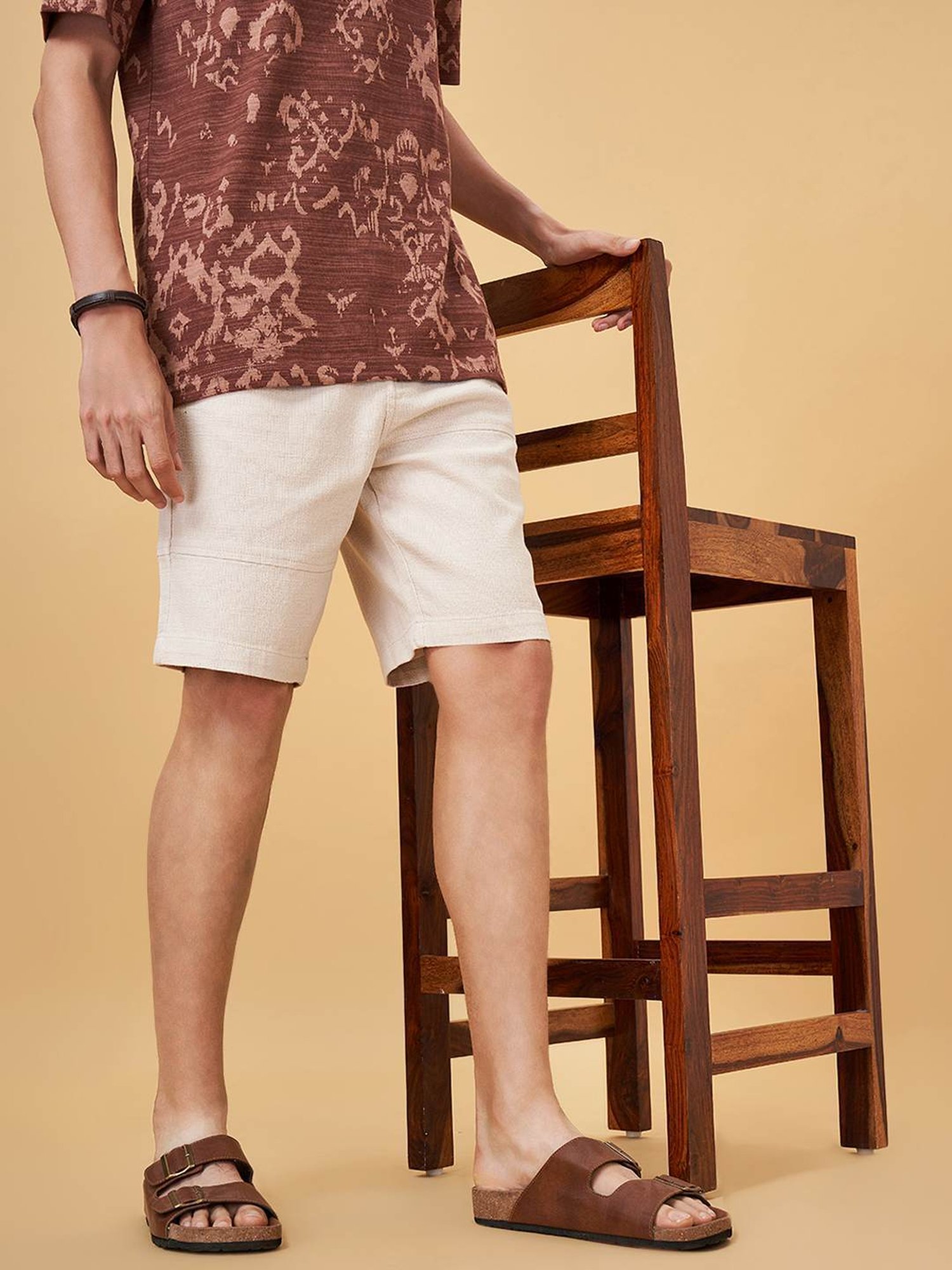 7 Alt By Pantaloons Khaki Cotton Slim Fit Shorts