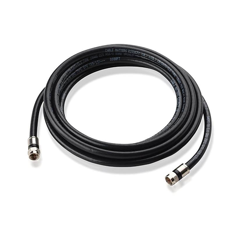 3Pack CL2 inWall Rated cm Quad Shielded Coaxial RG6 Coax in Black 10 Feet