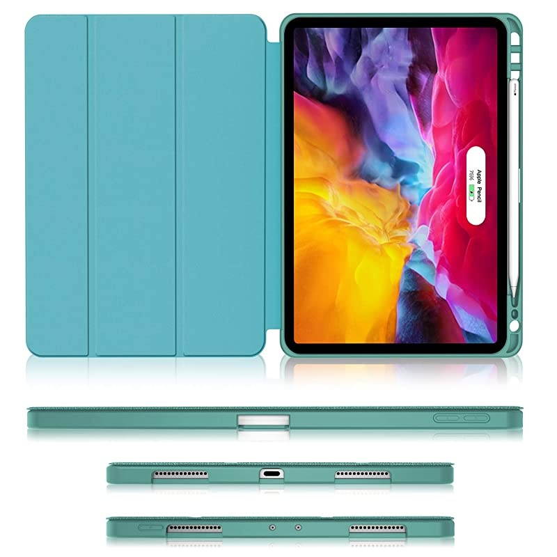New iPad Pro 11 Case 2020 2018 with Pencil Holder Full Body Protection + Apple Pencil Charging + Auto WakeSleep Soft TPU Back Cover for 2020 iPad Pro 11 inchLake Blue