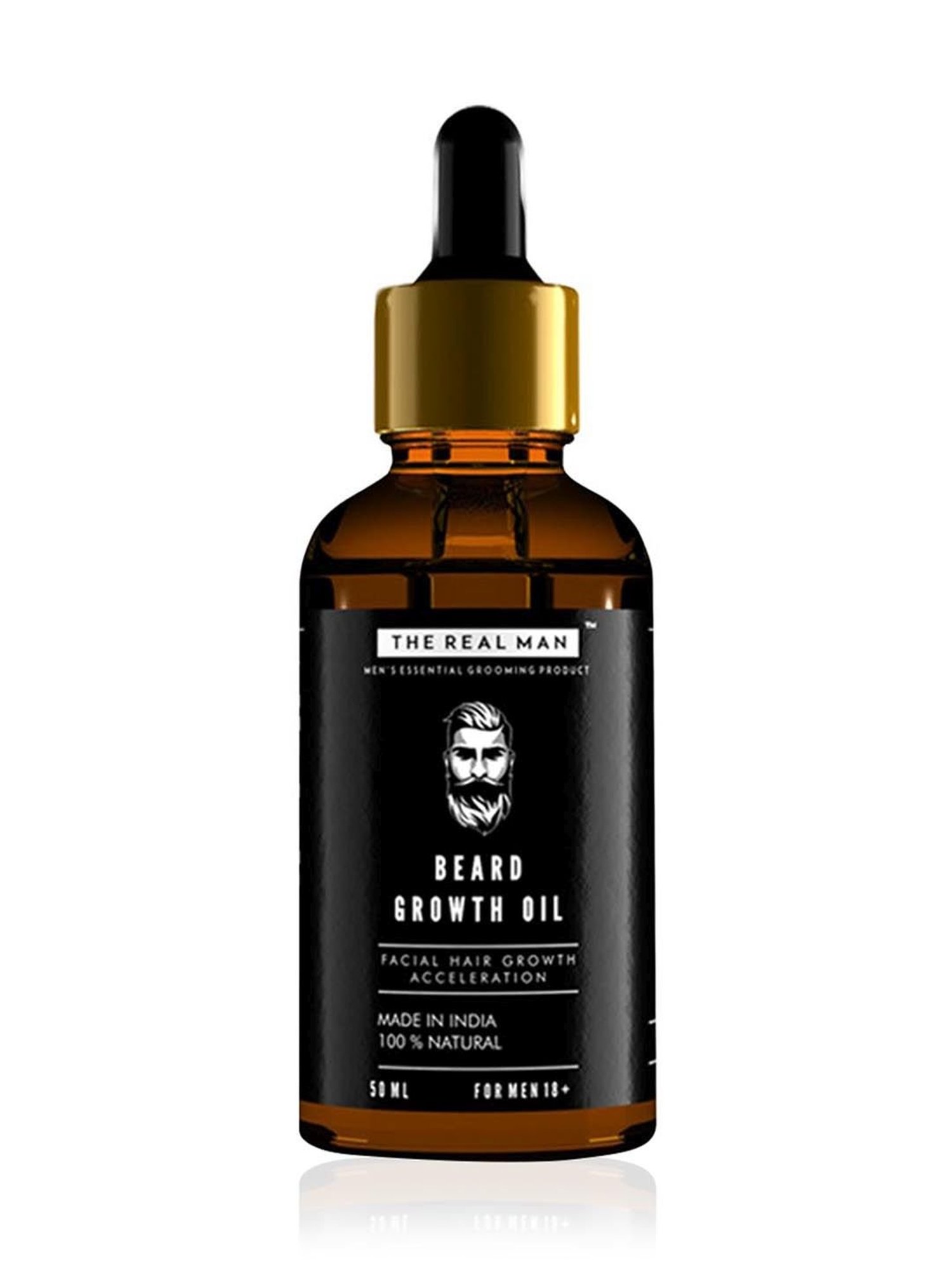 THE REAL MAN Beard Growth Oil 100 Percent Organic Beard & Moustache Hair Growth Oil - 50 ml