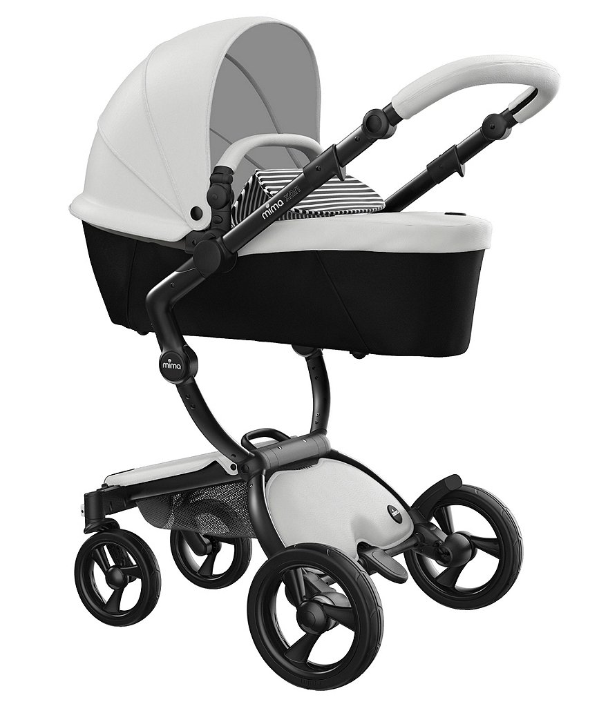Mima Xari Stroller - Black Chassis with Snow White Reversible Seat and Carrycot