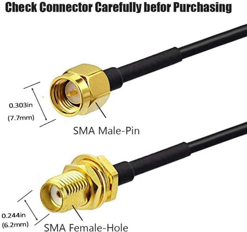 OLOEY 2Pack-33ft SMA Extension Cable SMA Male to SMA Female RF Connector Adapter WiFi Antenna Extension Cable