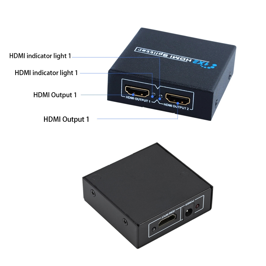 1080P HDMI Splitter Full HD Video HDMI Switch HDMI Amplifier 1 Into 2 Out (1 Source onto Dual Displays) With Power Adapter 1 to 2 Monitor