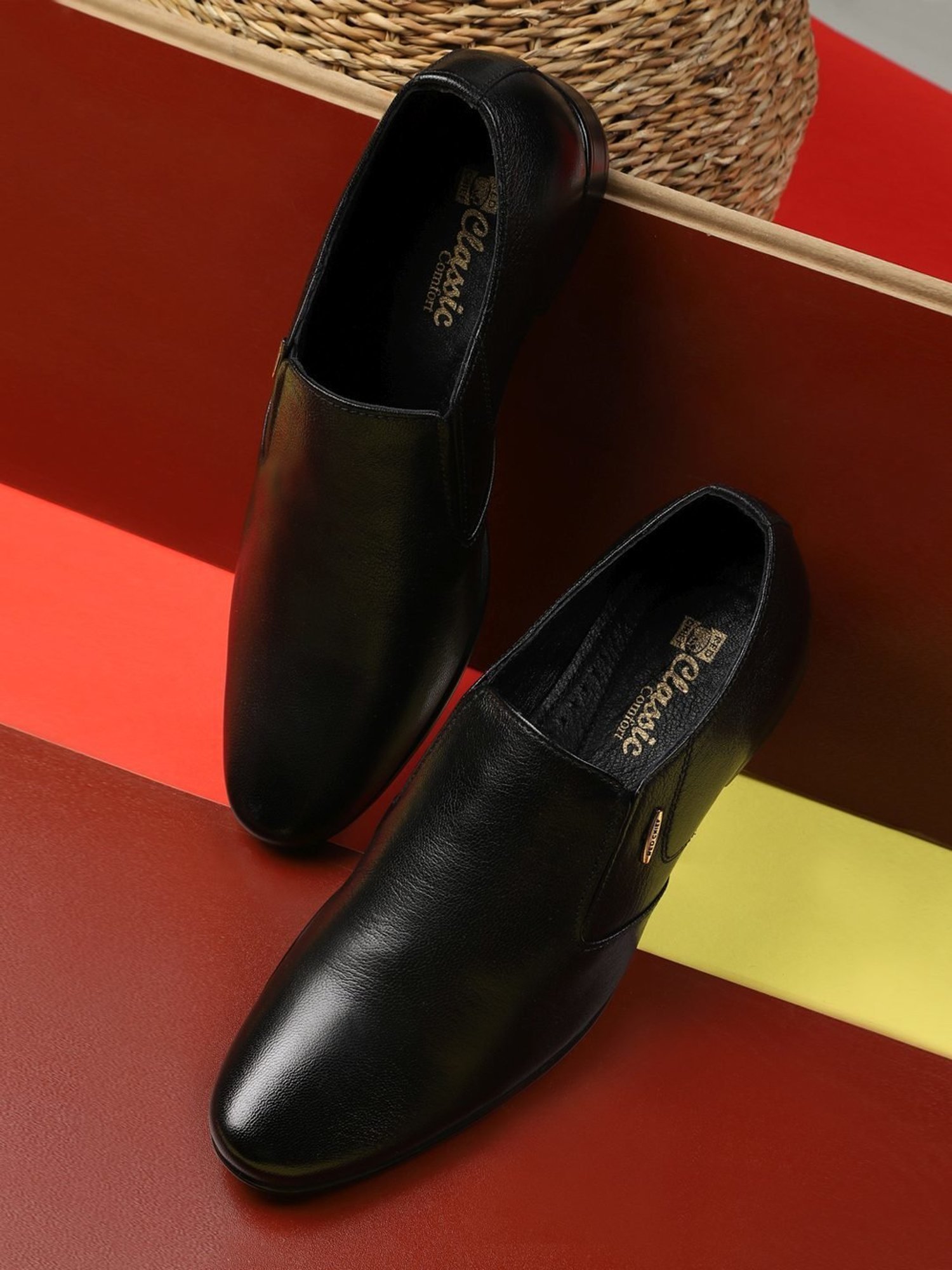 Red Chief Men's Black Formal Slip-Ons