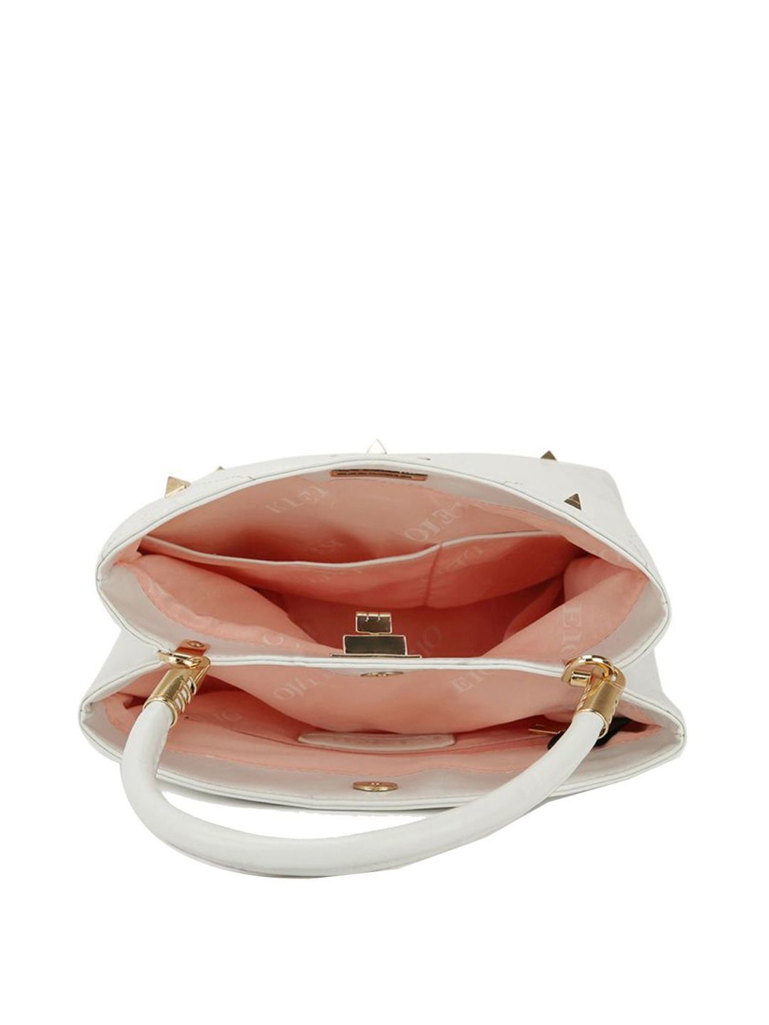 KLEIO White Textured Medium Handbag