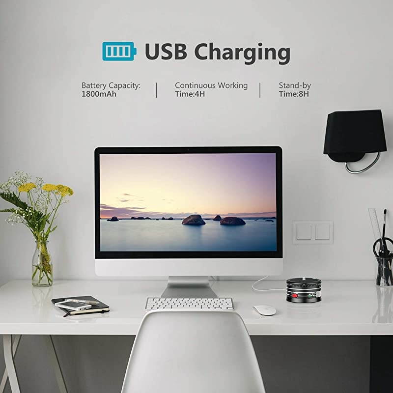 Electric Panoramic Tripod Head for Time Lapse Shooting with Variable Speed and Direction, Built-in Rechargeable Battery and Remote Control for Smartphone DSLR Camera GoPro(Adapter Not Included)