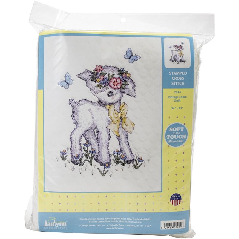 Janlynn Stamped Cross Stitch Kit 34"X43"-Lamb Quilt