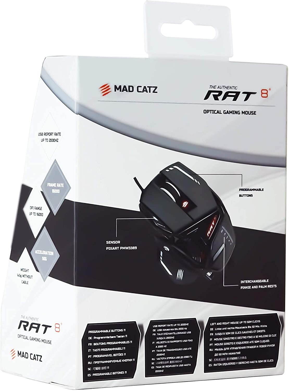 Mad Catz R.A.T. 8+ Gaming Mouse (USB/Black/16000dpi/11 Buttons) - MR05DCINBL000-0