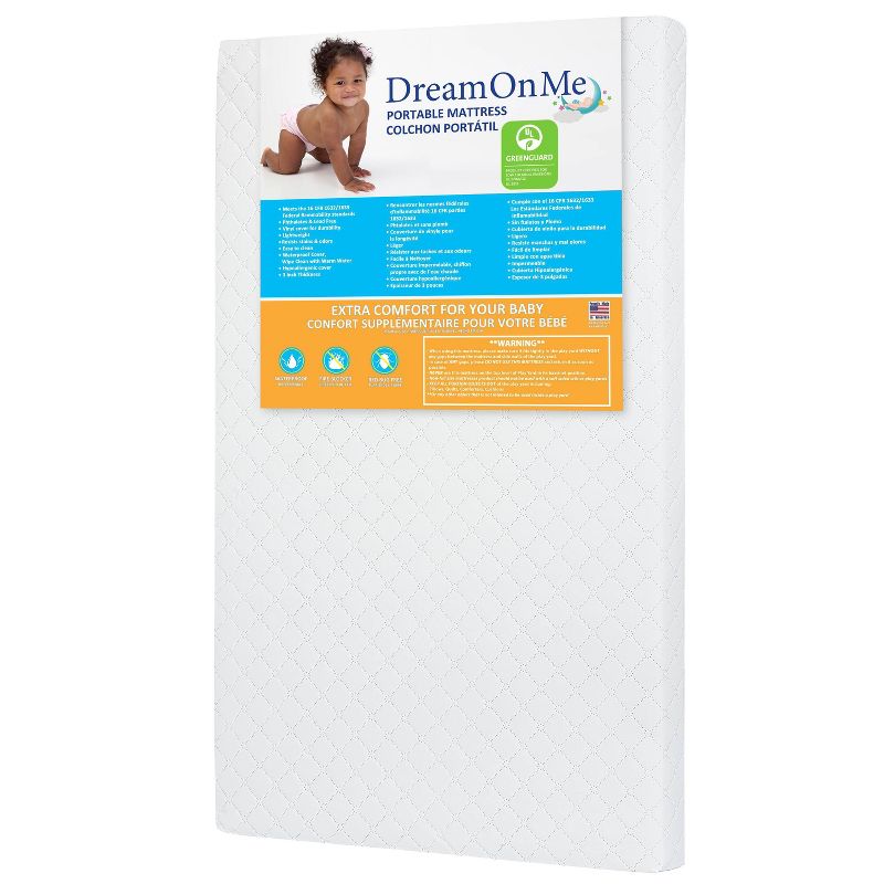Dream On Me 3" Extra Firm Portable Crib Mattress - White