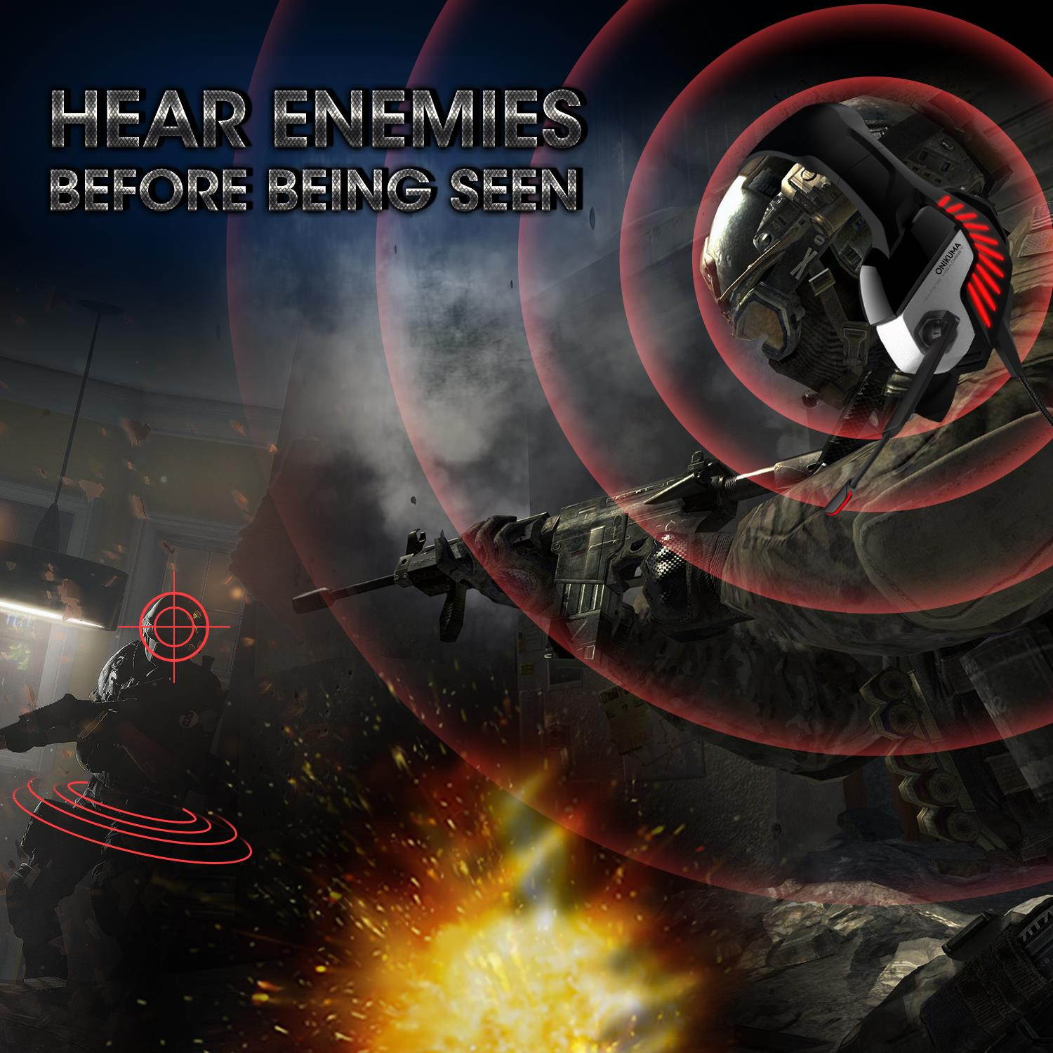 ONIKUMA K5PRO Gaming Headset ,3.5mm Stereo Wired Over Ear Gaming Headphone with Mic, Noise Cancelling & Volume Control,Cool LED Light Gaming Headset for New Xbox One/PC/Mac/PS4/Table/Phone