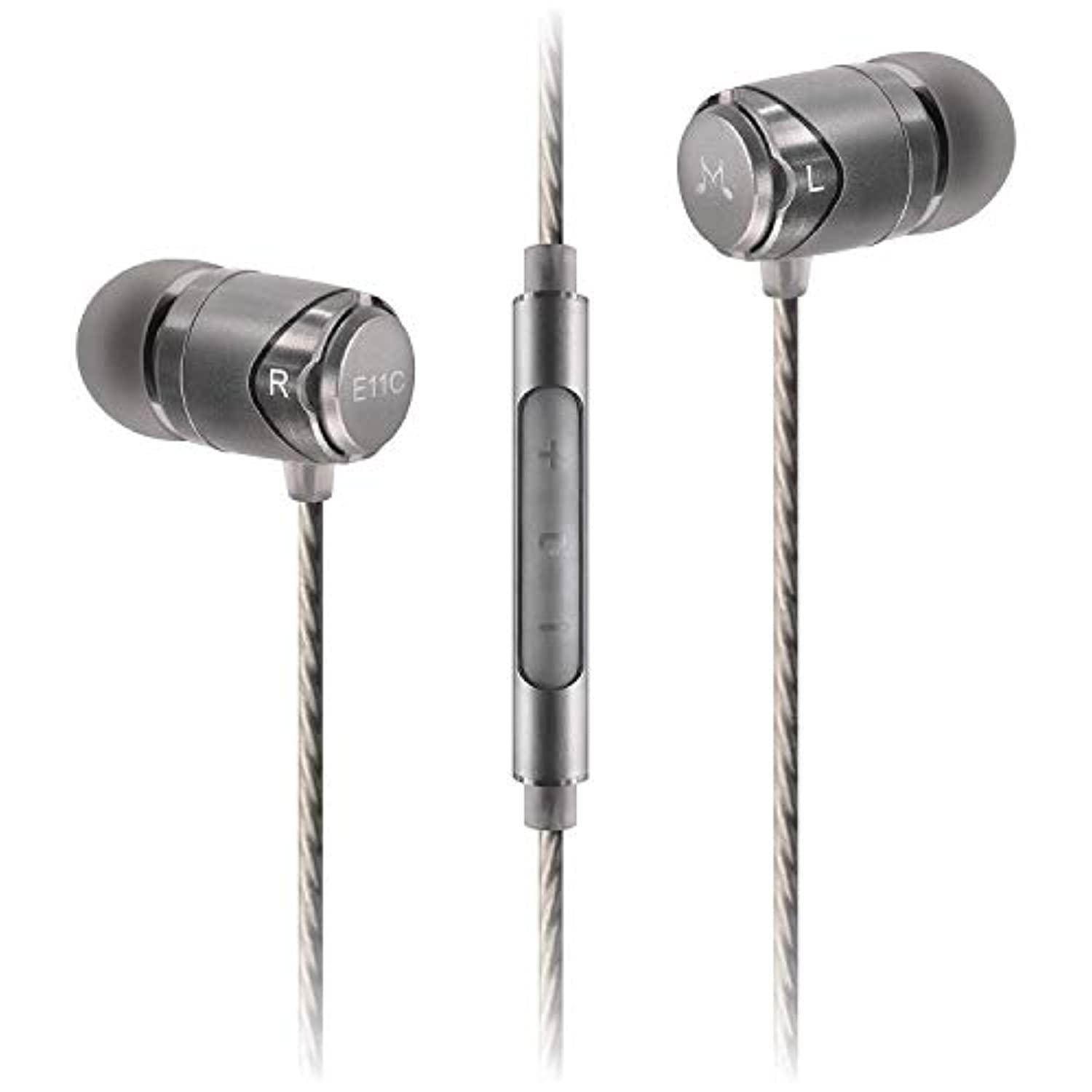 soundmagic e11c sound isolating in-ear headphones with microphone and remote (gunmetal) + extra 10 pieces quality eartips