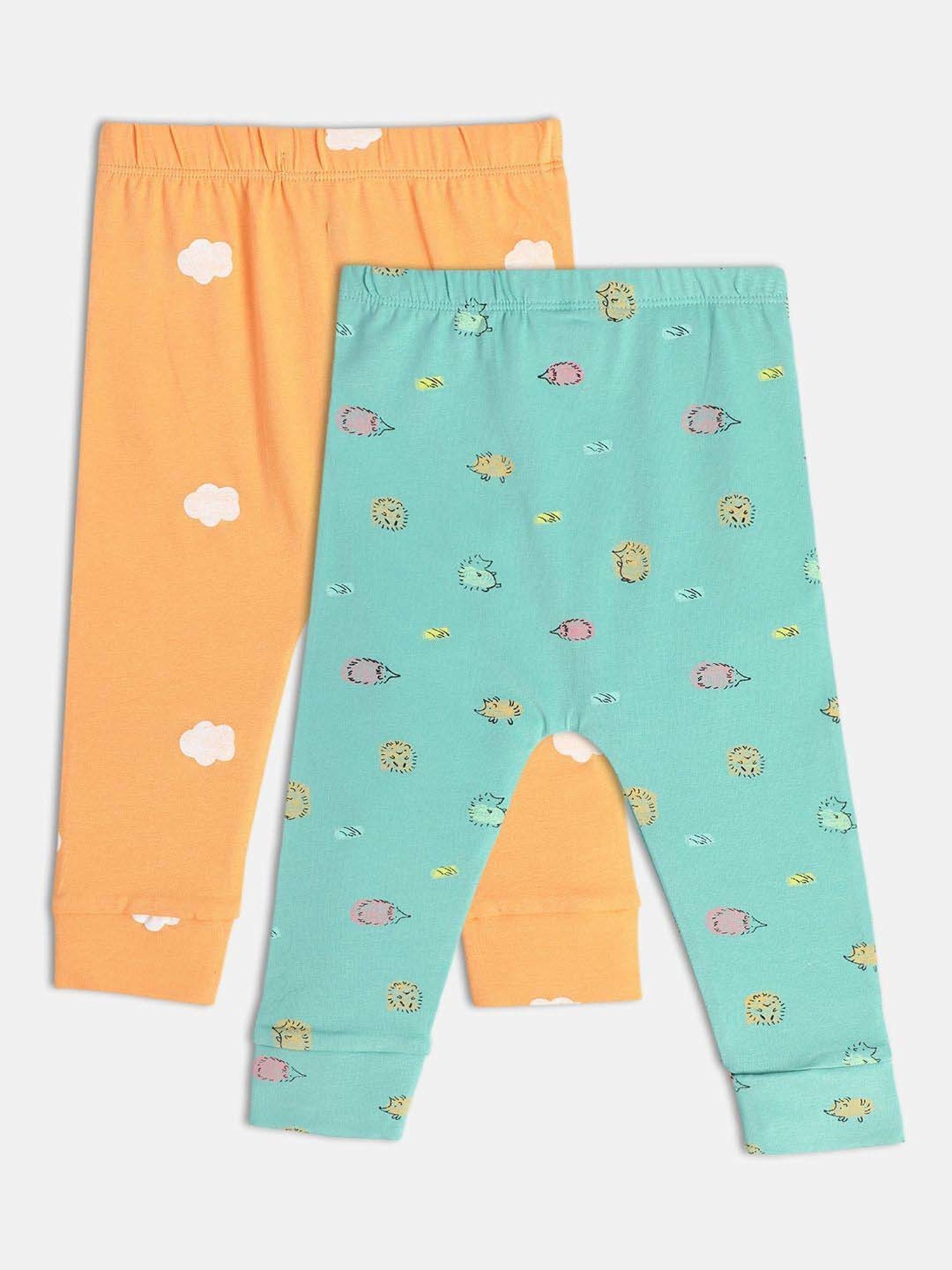 MINIKLUB Girls Orange & Blue Printed Full Sleeves Legging