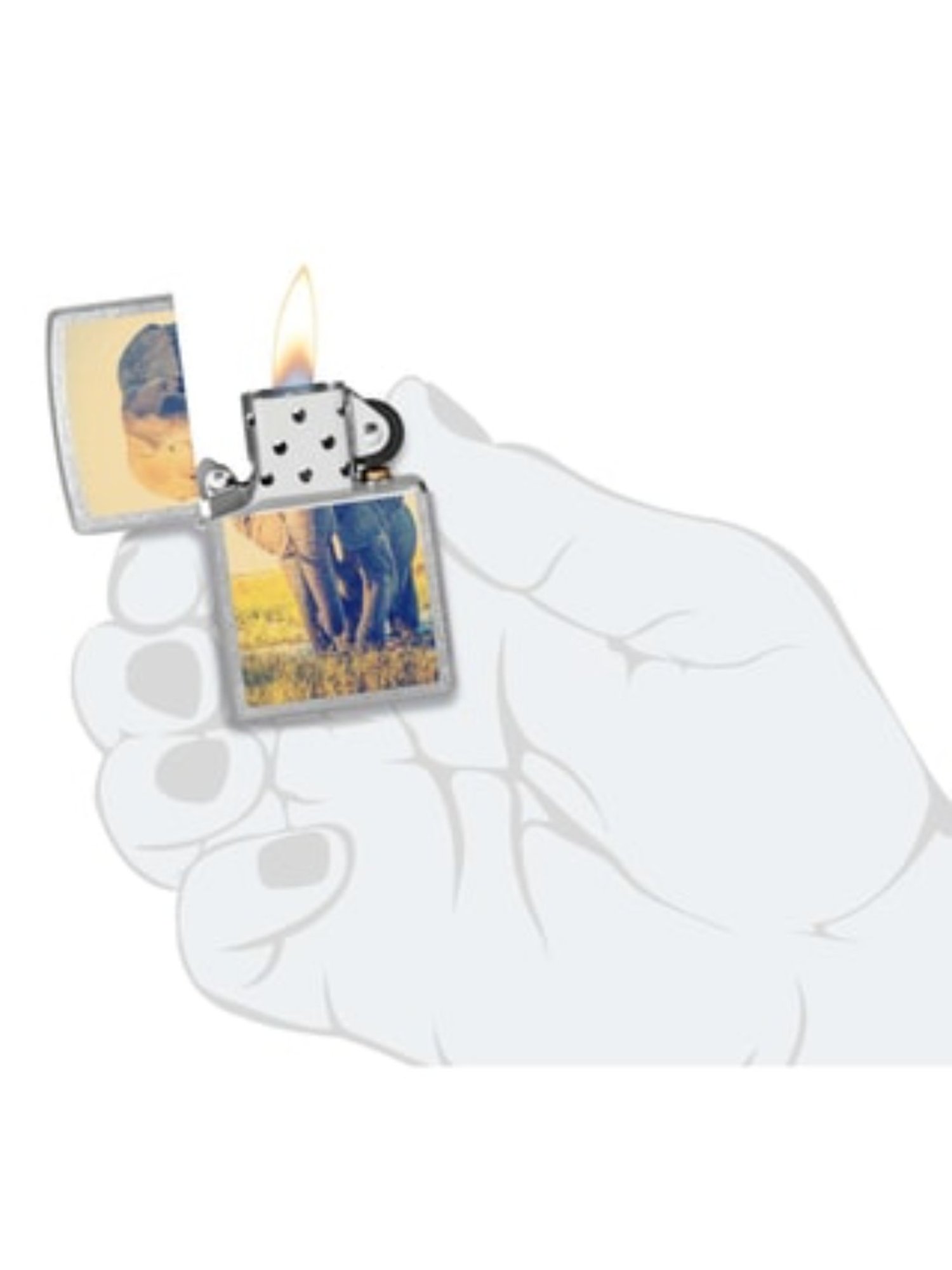 Zippo Elephant Graphic Silver Brass Windproof Pocket Lighter