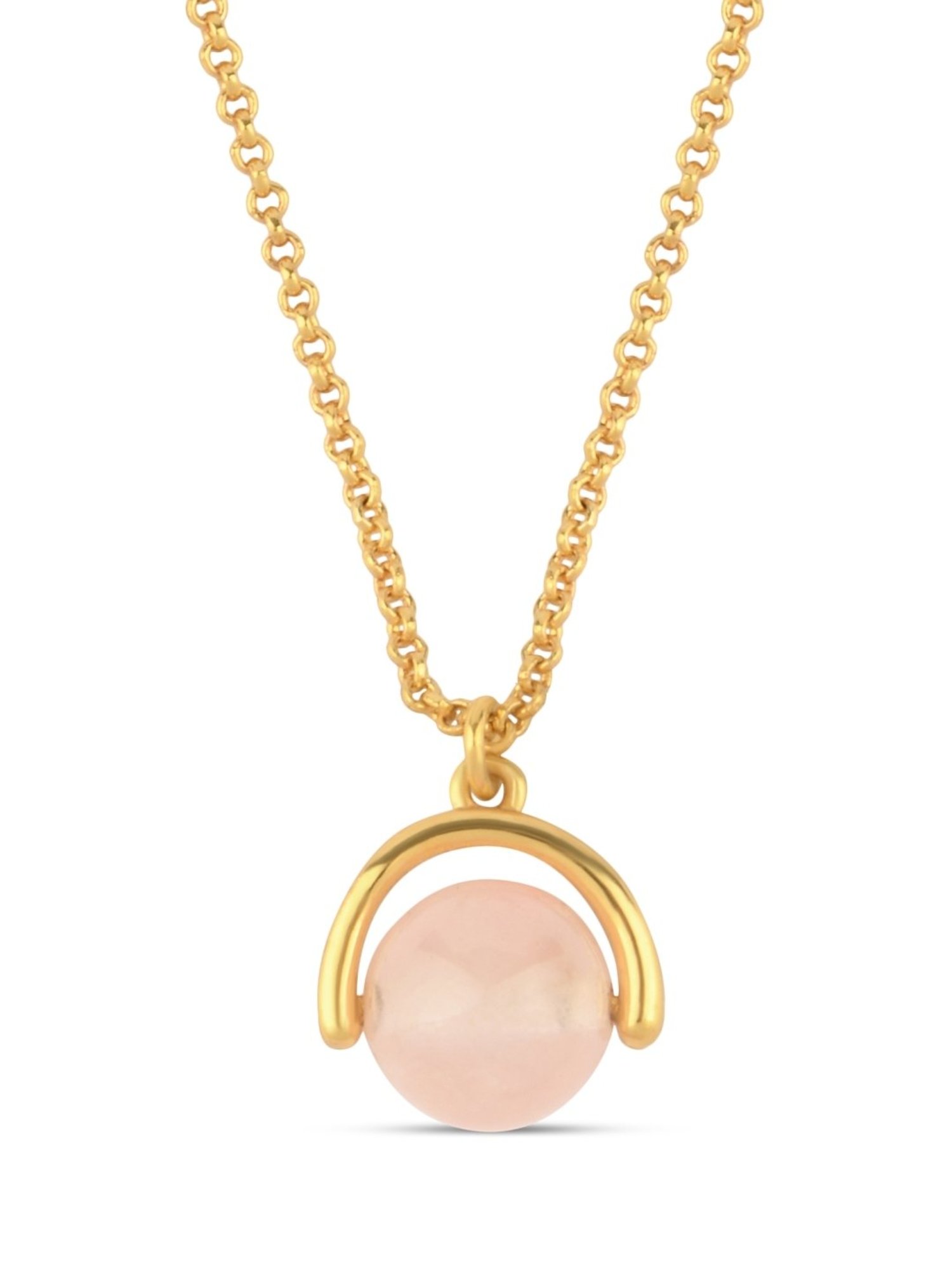 Accessorize London Women's Z Real Gold Plated Sphere Rose Quartz Pendant Necklace
