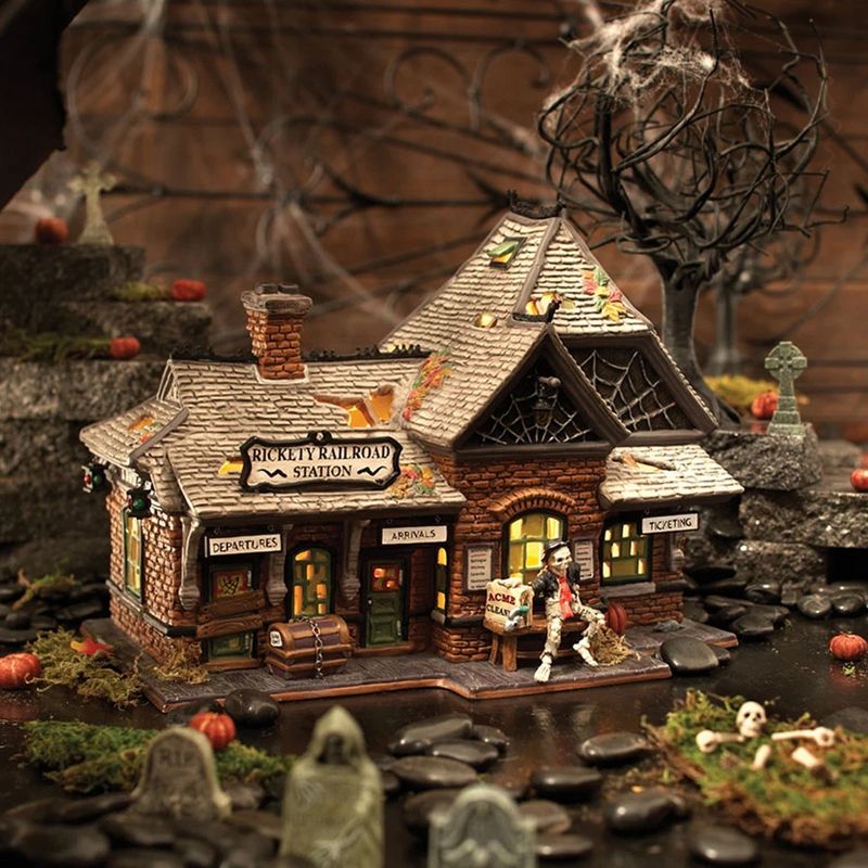 Department 56 House 8.0" Rickety Railroad Station Halloween Spooky  -  Decorative Figurines