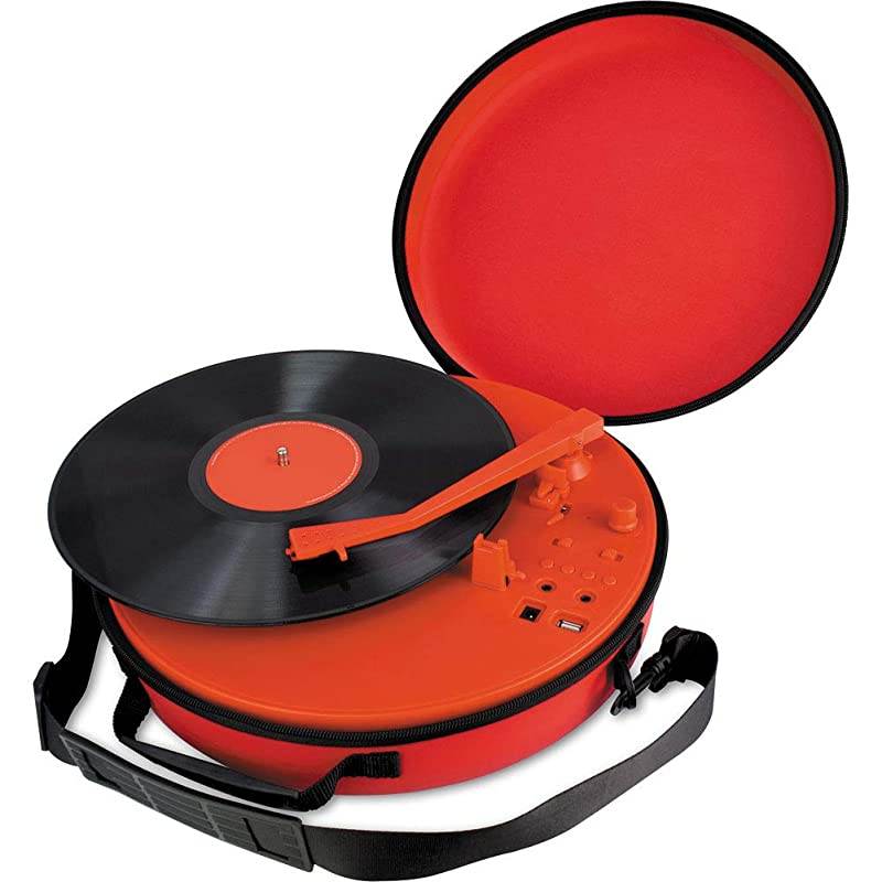 CCT01 Retro Turntable with Bluetooth Speaker 3 Different Playback Modes 33S 45S 78S Playback Support Built in Powerful Lithium Battery with Portable Carry Case Red
