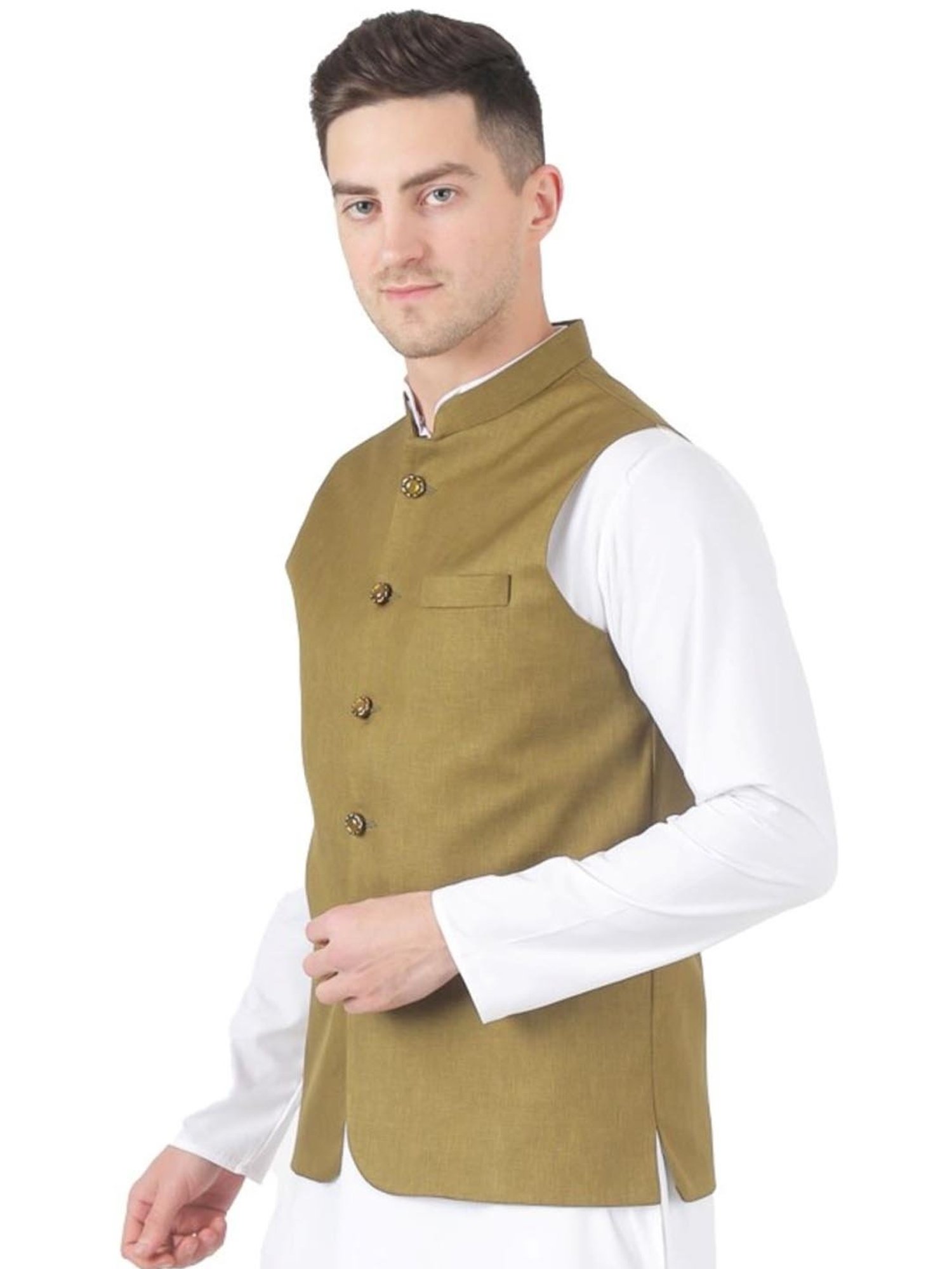 TAHVO Green  Slim Fit Nehru Jacket